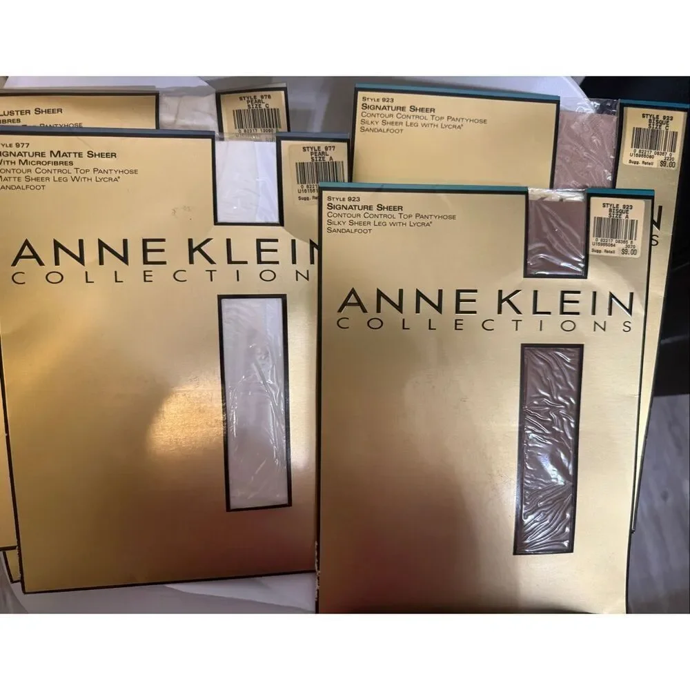 Lot Of 4 Anne Klein Women's Sheer Control Top Pantyhose Beige & Pearl Small NWT